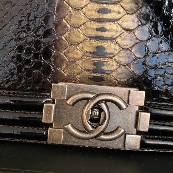 Chanel exotic Python Small Boy Bag Bronze/Black. - Picture 13 of 16